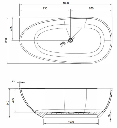 Ванна Knief Egg Shape Arangonit 70002050