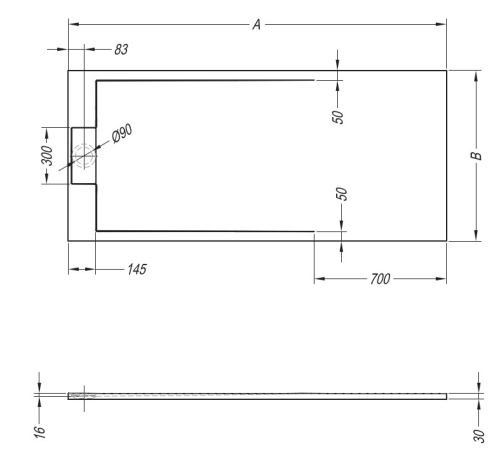 Душевой поддон Kolpa-san Ballo 140x90 Kerrock 108 white 551090