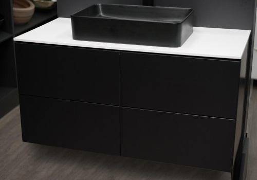 Тумба подвесная Vela Бланка 100П 4 ящика черный матовый (открывание нажатием) TU57101