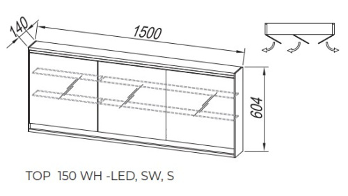 Зеркальный шкаф Kolpa-san Pandora TOP 150 White matt 514260