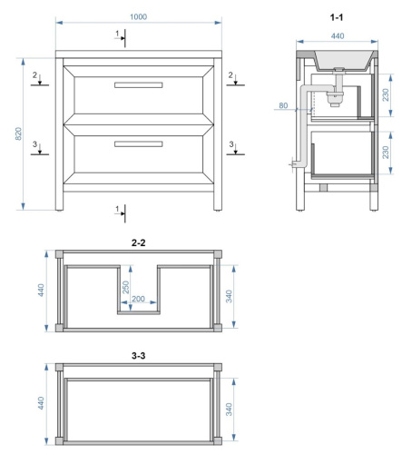 Тумба напольная Vela Фаворит массив 100Н (белый) под Bazis TU68106