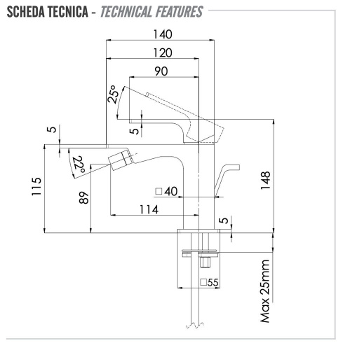 Смеситель для биде Remer Absolute AU20NO, черный матовый