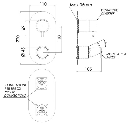 Смеситель для душа Daniel Trilogy TG612D3KB15