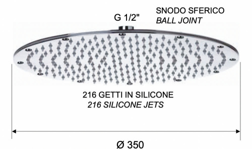 Верхний душ с шарнирным соединением 35 см Remer 359MMXLXV, сталь
