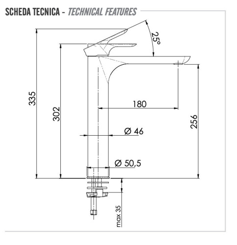 Смеситель для раковины Remer Infinity I11LNO, чёрный матовый