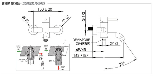 Смеситель для ванны Remer X Style X05BO, белый матовый