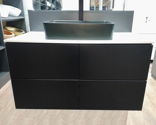 Тумба подвесная Vela Бланка 100П 4 ящика черный матовый (открывание нажатием) TU57101