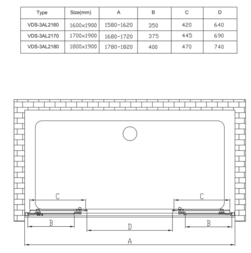 Душевая дверь Vincea Alpha VDS-3AL2180CL