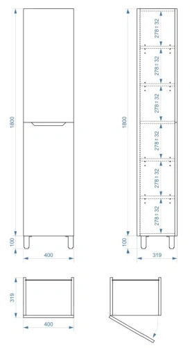 Пенал напольный Vela Верона 40Н (двери) петли левые RS633478