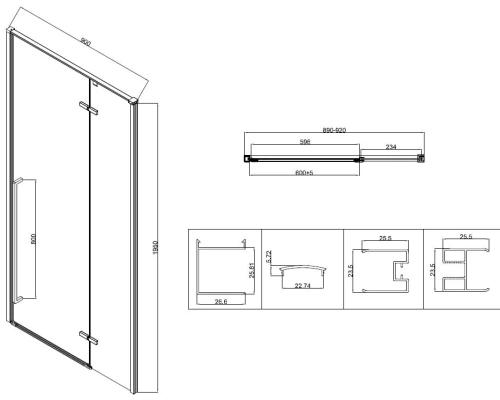 Душевой уголок Vincea Slim-N VSR-5SN9090CLB