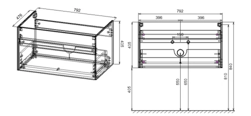 Тумба подвесная Vincea Chiara 800 T.Oak VMC-2C800TO