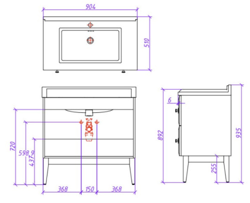 Тумба напольная Caprigo Metropol 90 13713.25-021.GLD.00.05/071.20