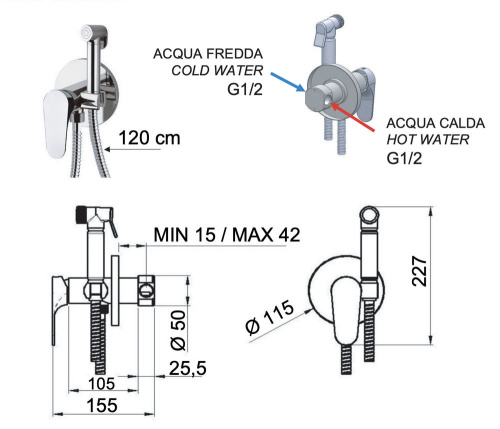 Гигиенический душ Remer Class Line L65W
