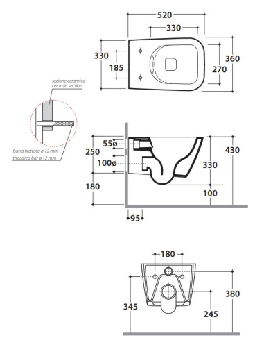 Унитаз подвесной Globo STONE STS05SK