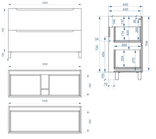 Тумба напольная Vela Верона 120Н без планки под Milen TU27087138