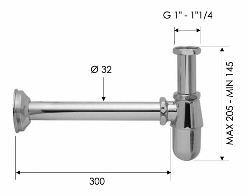 Сифон 1”1/4 Remer 970VO, бронза