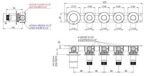 Смеситель для душа Remer X Style N98D4PBG, золото брашированное