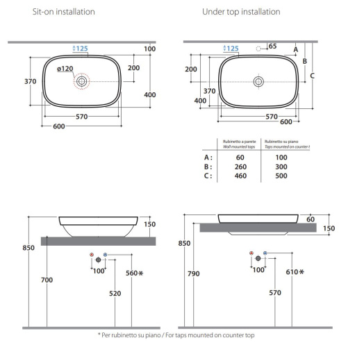Умывальник Globo GENESIS GE042BI