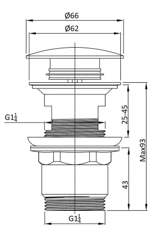 Донный клапан для раковины Vincea DPU-1B01BG с переливом