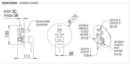 Смеситель для душа Remer X Style X09LNO, чёрный матовый