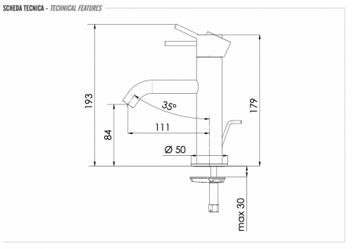 Смеситель для раковины Remer X Style INOX SSX10B, нержавеющая сталь