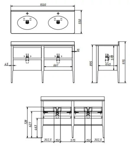 Тумба напольная Caprigo Orlando ORL150-B231/B059чэ