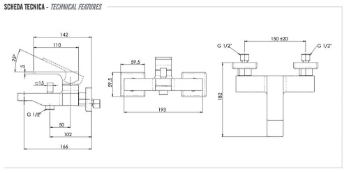 Смеситель для ванны Remer Absolute AU05VO, бронза