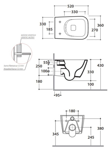 Унитаз подвесной Globo STONE STS05AT