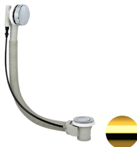 Слив-перелив полуавтоматический для ванны Remer 96PDO, золото глянцевое