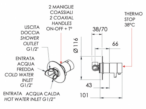 Смеситель для душа Remer Elegance NT30XV, сталь