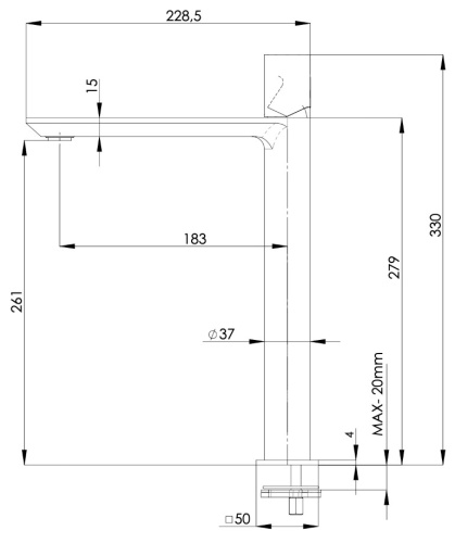 Смеситель для раковины Remer Edge EG512LXLBG, золото брашированное