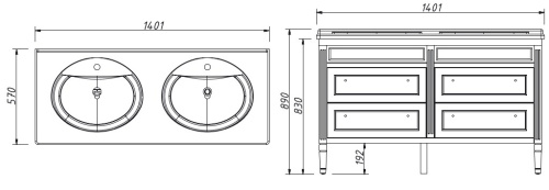 Тумба напольная Caprigo Albion 140 10328-B017
