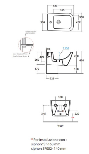 Биде подвесное Globo STONE STS10BI