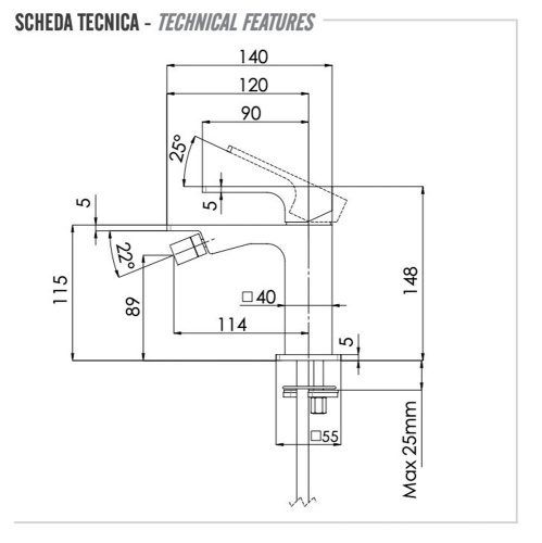Смеситель для биде Remer Absolute AU22BG, золото брашированное