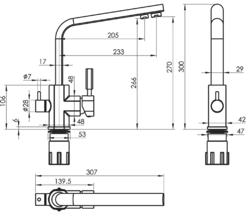 Смеситель для мойки Vivi Felice 1516-10 Nero opaco