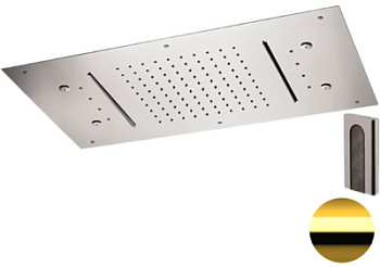 Верхний душ потолочный с подсветкой Remer 357RR7040N2CWDO, золото глянцевое