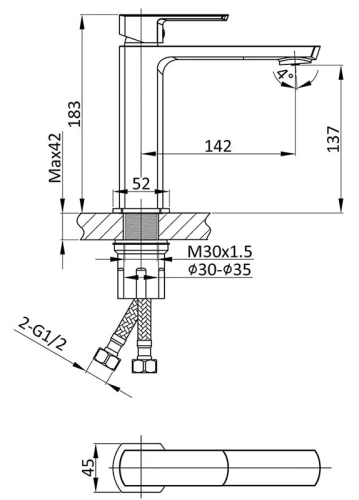Смеситель для раковины Vincea Next VBF-1N1MB