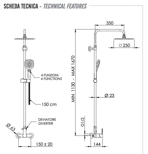 Душевая система Remer Energy EY37A8CPUFD25G