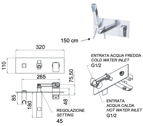 Смеситель для ванны Remer Q-Design QD04