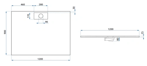 Душевой поддон Rea Bazalt Long black 90*120 K3325