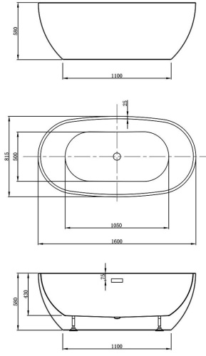 Ванна акриловая Vincea VBT-408-1600