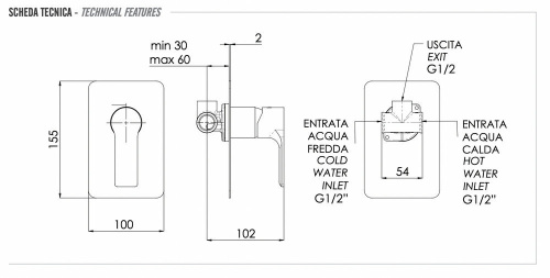 Смеситель для душа Remer Energy EY30L