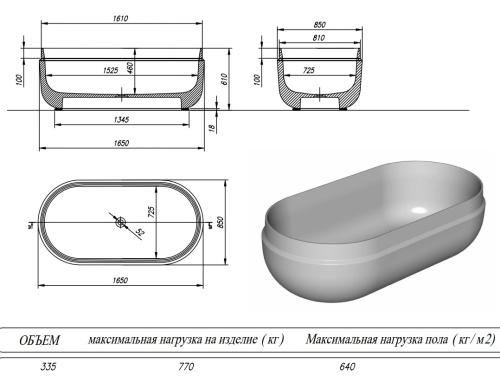 Ванна из искусственного камня Kolpa-San Boul FS 165x85
