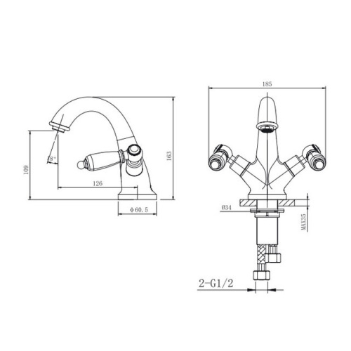 Смеситель для умывальника Caprigo Adria-classic 03-520-CRM