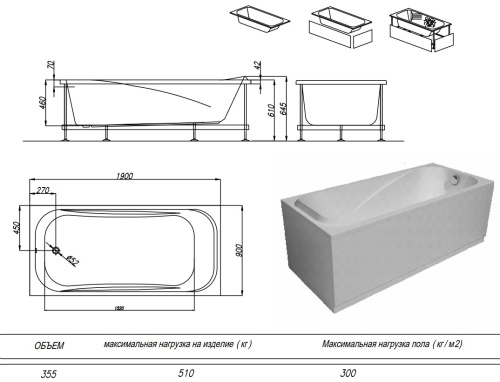 Ванна акриловая Kolpa-San String 190x90