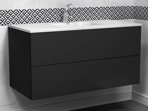 Тумба подвесная Vela Бланка 100П черный матовый (открывание нажатием) TU270743