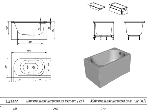 Ванна акриловая Kolpa-San Betty 120x70