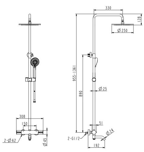 Душевая система Nemo Round NM-9012MB matte black
