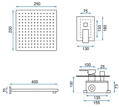 Душевая система Rea Fenix Gold P8401