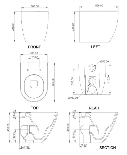 Унитаз приставной GSG Ceramic Design Like LKWC01000P